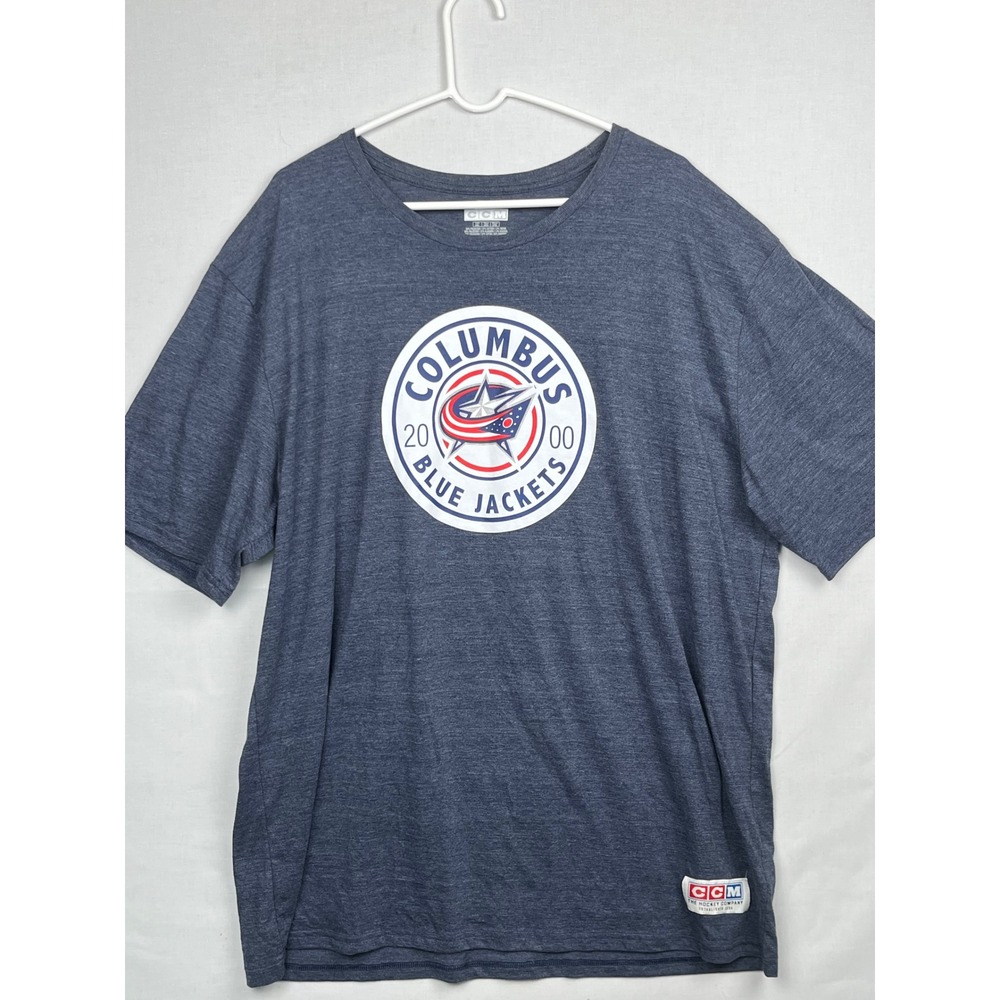 CCM Columbus Blue‎ Jackets NHL T-Shirt Mens 2XL Graphic Logo Blue Heather